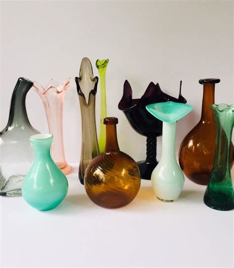 Mid Century Modern Art Glass Vase Hand Blown Art Glass Bud Etsy