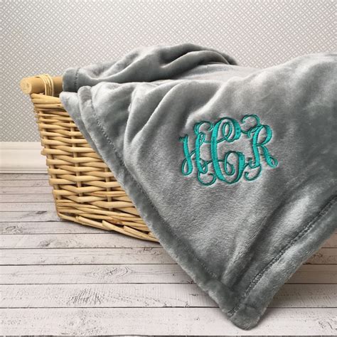 Personalized Sherpa Fleece Blanket Initial And Name Dark Gray