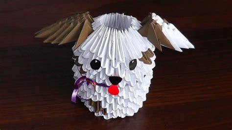 3D origami dog (puppy) assembly diagram (Tutorial) - YouTube
