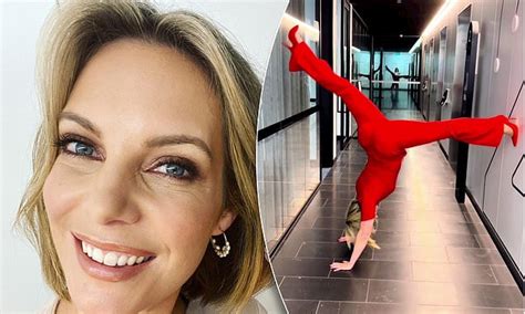 Nine Host Belinda Russell Performs The Upside Down Splits In The Office Daily Mail Online