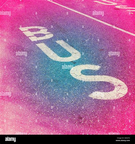 Pink Psychedelic Bus Parking Road Marking Stock Photo Alamy