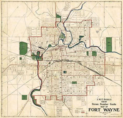 Fort Wayne Map Vintage Map Of Fort Wayne Fine Print On Paper Or Canvas
