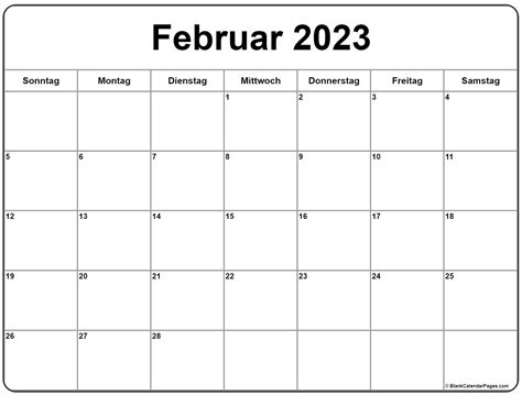 Februar 2023 Kalender Auf Deutsch Kalender 2023