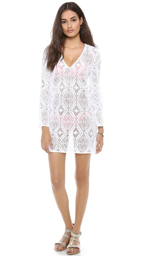 Lyst Milly Mykonos Crochet Tunic Cover Up In White