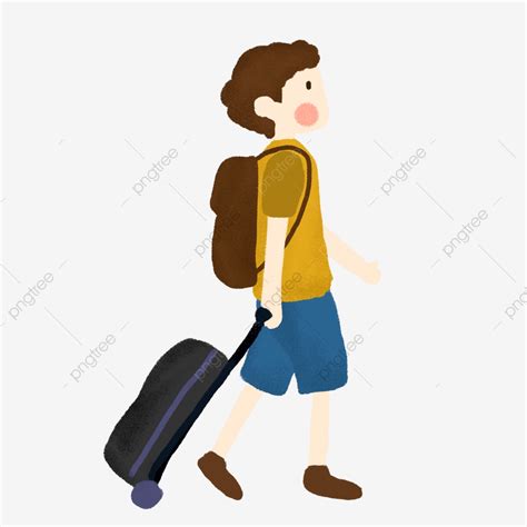 Cartoon School Season Carrying A Schoolbag Suitcase Boy Element School