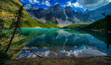 Lake Moraine Canada Parks Lake Mountains Forests Scenery Banff