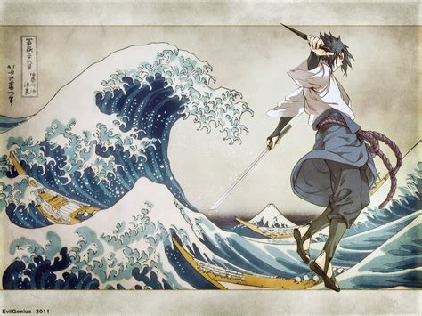 Naruto Shippuuden, Uchiha Sasuke, The Great Wave Off Kanagawa Wallpapers HD / Desktop and Mobile ...