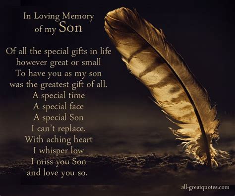 In Loving Memory Of My Son Grief Loss Of Son Card Son Poems In