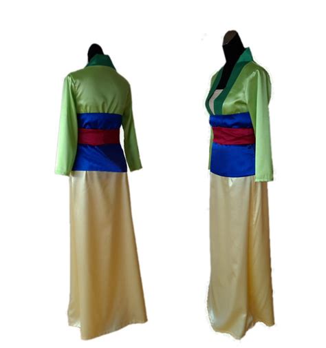 Movie Mulan Cosplay Costume Hu Mulan Green Dress Custom Made