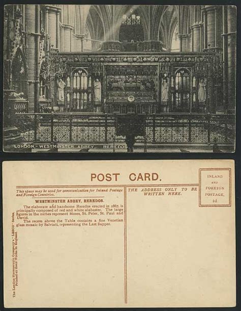 London Old Postcard Westminster Abbey Interior Reredos For Sale