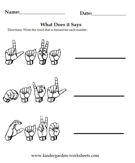 Free Printable Asl Worksheets