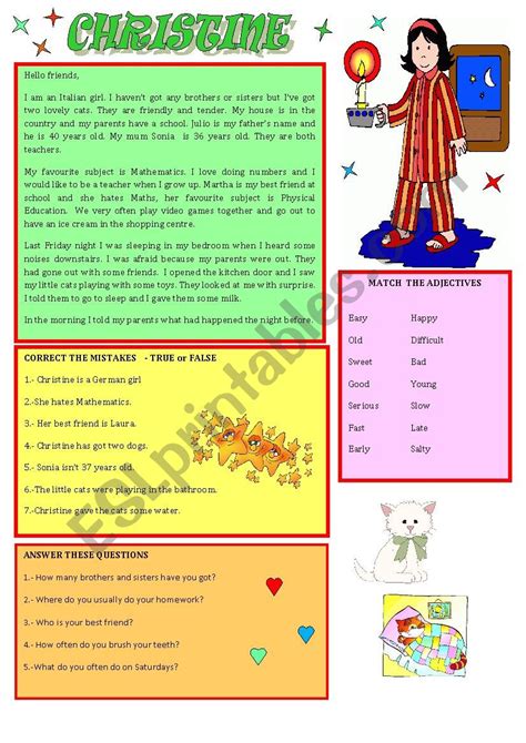 Readingchristine Esl Worksheet By Mariaah