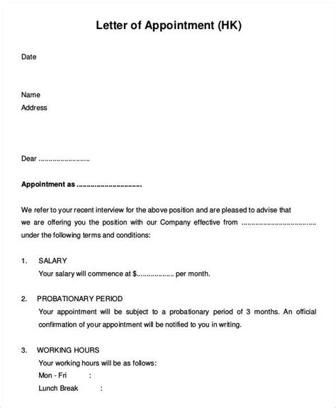 25 Appointment Letter Format Templates Free Pdf Word Docs