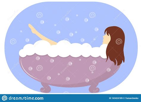 Girl Takes A Bubble Bath Stock Vector Illustration Of Warm 163424189