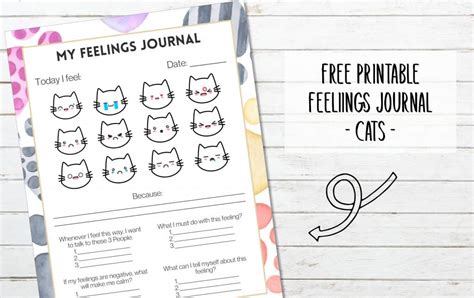 Free Printable My Feelings Journal Cute Cats My Printable Home