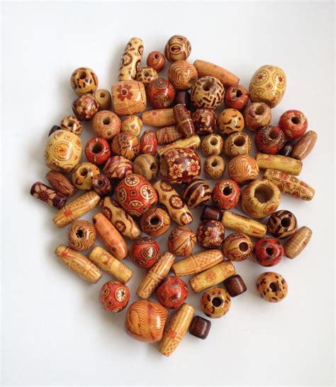 Wooden Beads Painted Assorted Shaped 15mm Thread And Under