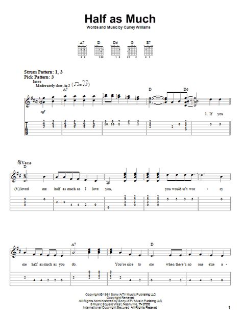 Half As Much By Hank Williams Easy Guitar Tab Guitar Instructor