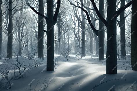 Premium Photo Landscape In A Winter Forest With Snowdrifts Covered