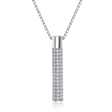Cylinder Vertical Cubic Zirconia Bar Necklace Jr Fashion Accessories