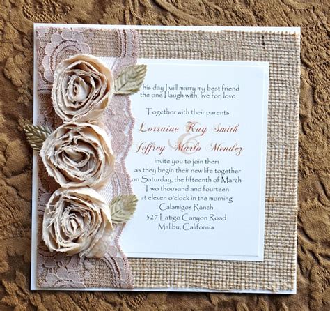 beautiful burlap and lace wedding invitation unique wedding invitations lace wedding