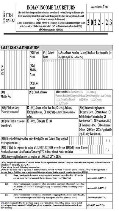 Simple Guide To File Itr 1 Sahaj Form For Ay 2021 22
