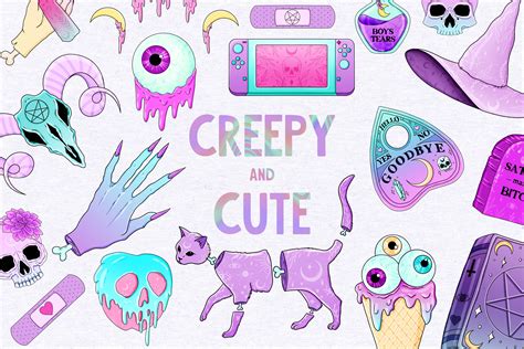 Creepy And Cute Pastel Goth Clipart Witch Clipart 740311