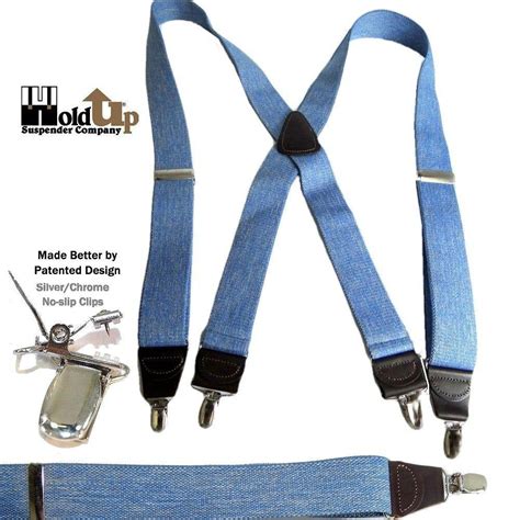 Holdup Brand Light Blue Denim Color Suspenders With Usa Made 1 12 Wi
