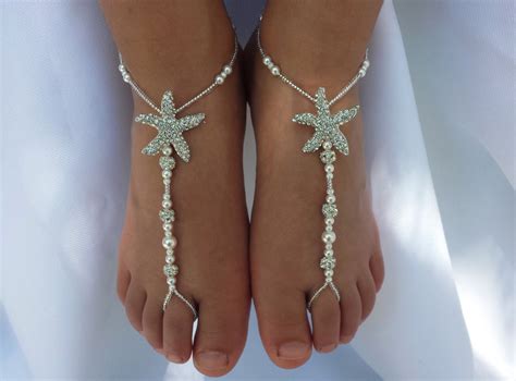 Baby Barefoot Sandals Toddler Kids Bridal Starfish Foot Jewelry Flower