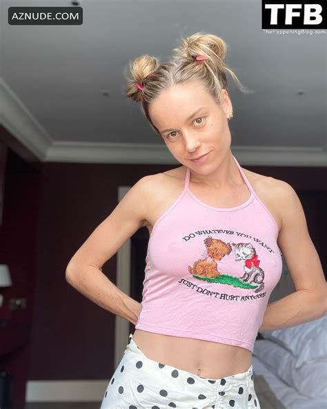 Brie Larson Sexy Poses Braless Flaunting Her Hot Tits In A Pink Top On