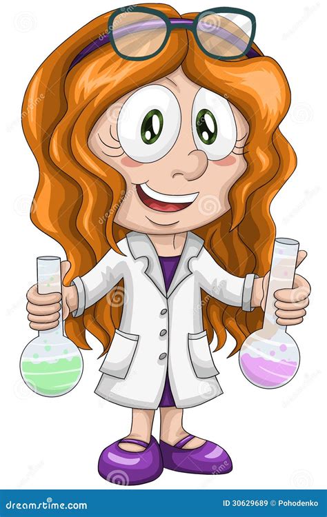 Girl Scientist Chemist Character Cartoon Style Illustration Stock