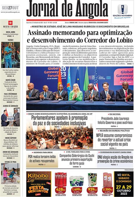 Jornal De Angola Sexta 27 De Outubro De 2023