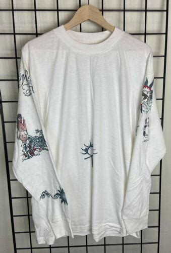 Rare Vintage 90s Dennis Rodman Tattoo White Long Sleeve T Shirt Size Xl