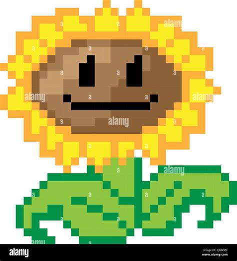 Sunflower Pixel Art On A White Background Flower Pixel Art Vector