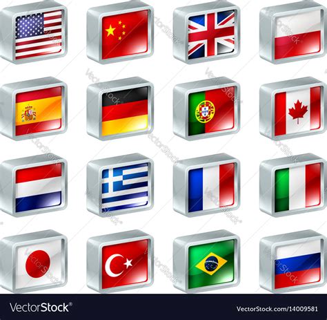 Flag Icons Buttons Royalty Free Vector Image Vectorstock