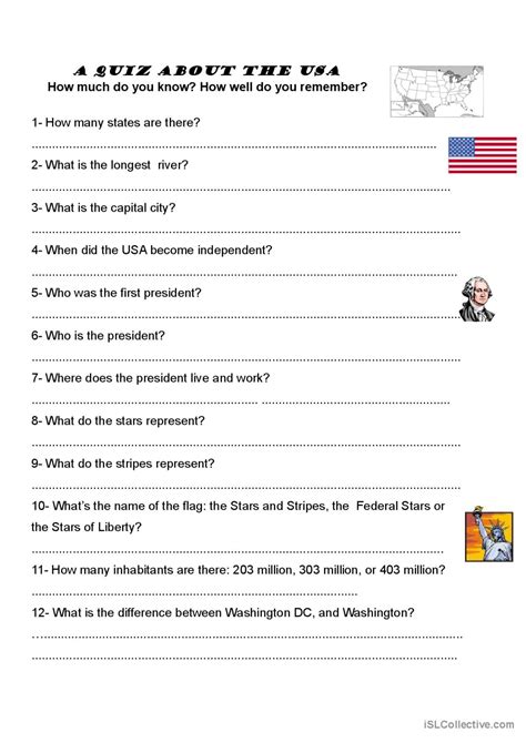 A Quiz About The Usa English Esl Worksheets Pdf And Doc