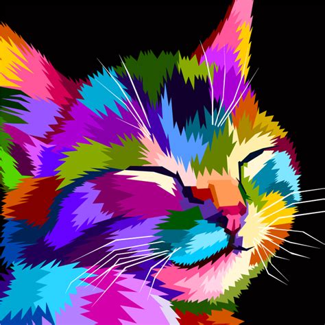 Rainbow Cat Wall Art Canvas Tenstickers