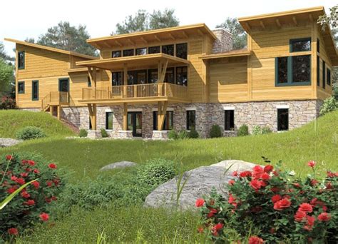 Ranch Style Timber Frame Hybrid House Plans Wood River Hybrid Log And