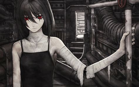 Horror Dark Cyborgs Red Eyes Artwork Anime Girls Iwai Ryo 1920x1200 Wallpaper Anime Hot Anime