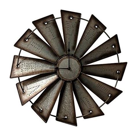 Giannas Home Rustic Farmhouse Metal Windmill Wall Clock