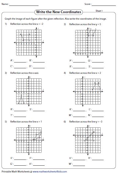 Geometry Reflections Worksheets