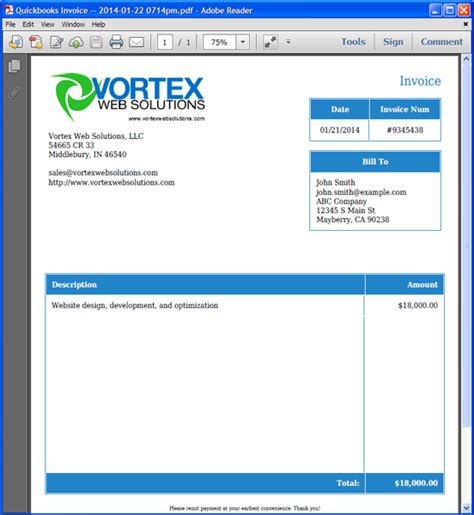 Invoice Template Quickbooks Invoice Example