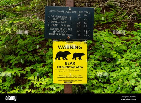 North Shore Josephine Lake Trail Sign With Distances And Bear Warnings