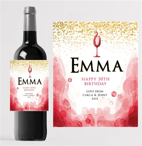 Personalised Red Wine Bottle Label Ideal Etsy Uk