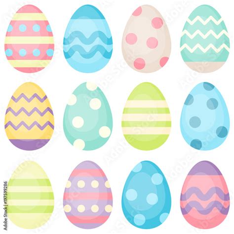 Easter Eggs Decorated Eggs Vector Illustration In Pastel Colors Cute