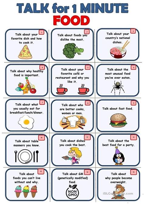 food speaking cards english esl worksheets education english speaking activities english