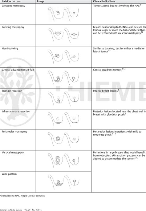 Mastopexy Incision Patterns Download Table