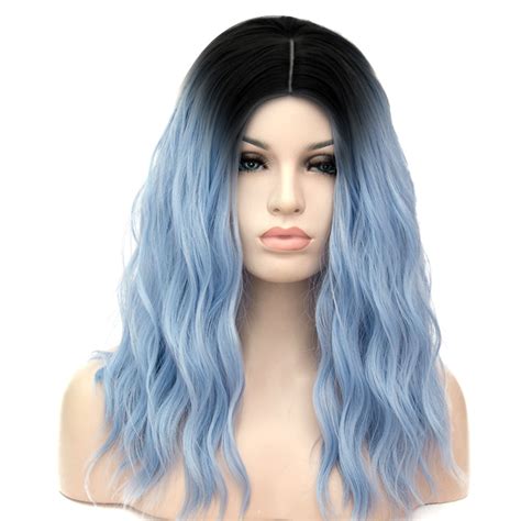 Amazon Com Mildiso Wigs Ombre Curly Blue Wig For Women Girls 17 Inch