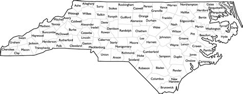 North Carolina County Map With Names