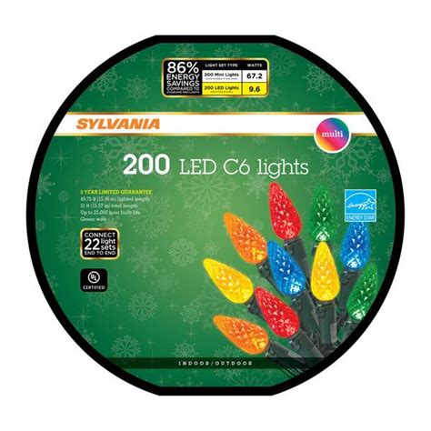 Sylvania 200 Count Multi Colored C6 Led Light Set V47941 22 Blains