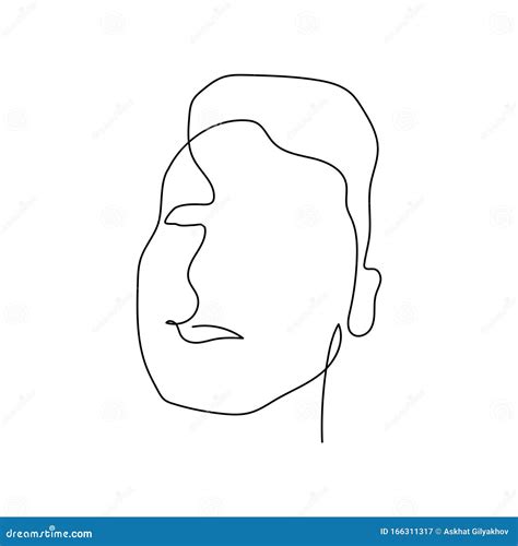 Continuous One Line Abstract Face Of Man Stock Illustration Stock